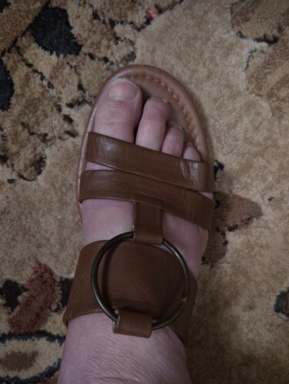 Long Tall Sally Tan Leather Sandals Sz 13